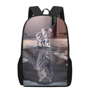3D Cat Dog Print Schoolbag for Boys Girls Book Bag Student Backpack