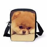 3D Pomeranian Women Mini Messenger Bag Travel Casual Shoulder Bags