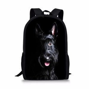 3D Scottish Terrier Dog Print School Bags for Teenage Girls Boys Back Pack