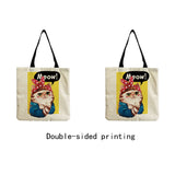 Cat Print Tote Bag Eco Friendly Women Shoulder Bag
