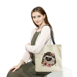 Animal Cartoon Hedgehog Printed Tote Bag for Women