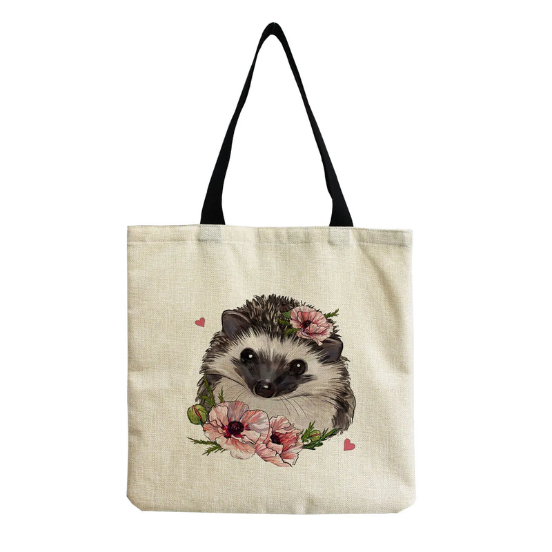 Animal Cartoon Hedgehog Printed Tote Bag for Women