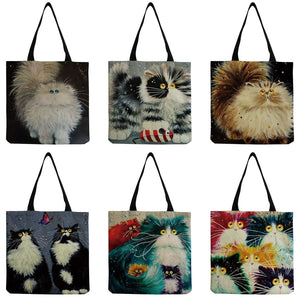 Animal Cat Print Tote Bag Eco Friendly Women Shoulder Bag