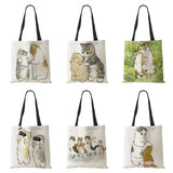 Animal Cat Print Women Handbag Casual Folding Shopping Tote Shoulder Bag