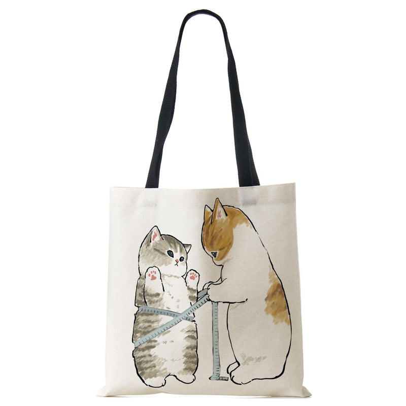 Animal Cat Print Women Handbag Casual Folding Shopping Tote Shoulder Bag