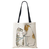 Animal Cat Print Women Handbag Casual Folding Shopping Tote Shoulder Bag