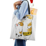 Animal Cat Print Women Handbag Casual Folding Shopping Tote Shoulder Bag