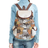Animal Cat Printed Backpack Casual Girl Women Packs Drawstring Bag