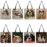 Dog Printed Handbag Foldable Tote Eco Friendly Practical Women Shoulder Bag