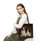Dog Printed Handbag Foldable Tote Eco Friendly Practical Women Shoulder Bag