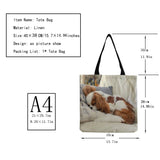 Dog Printed Handbag Foldable Tote Eco Friendly Practical Women Shoulder Bag