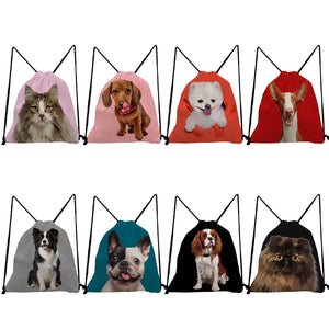 Dog Print Backpack for Women Drawstring Bags Portable Shoes Bag Gift