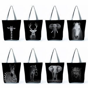 Elk Elephant Printed Handbag High Capacity Eco Friendly Shopper Bag