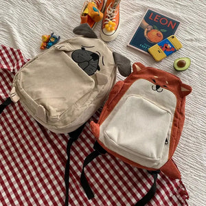 Animal Corduroy Women Backpack College Student Backpack