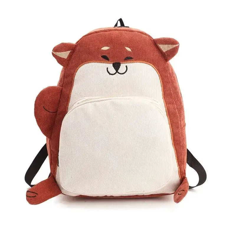 Animal Corduroy Women Backpack College Student Backpack