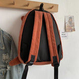Animal Corduroy Women Backpack College Student Backpack