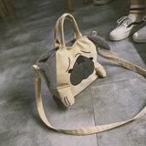 Pug Dog Corduroy Messenger Bag for Women Casual Travel Tote Shoulder Bags