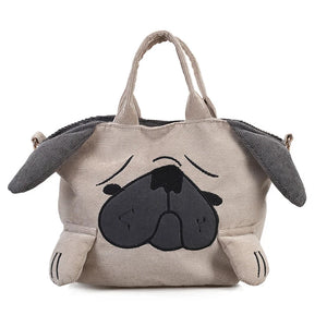 Pug Dog Corduroy Messenger Bag for Women Casual Travel Tote Shoulder Bags