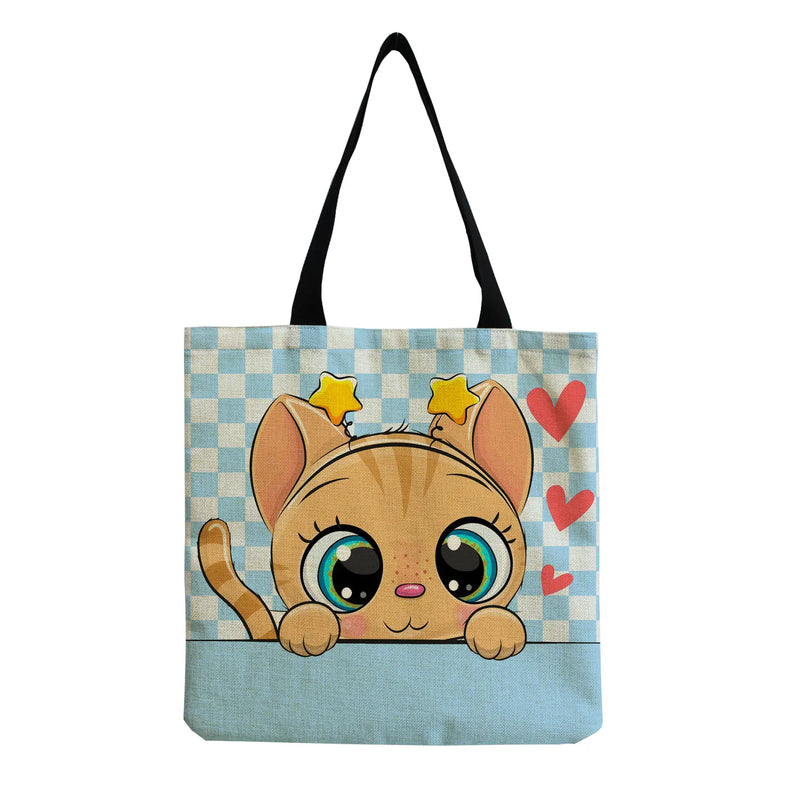 Animal Ladies Shopping Bag Cat Print Eco-Friendly Tote Bag