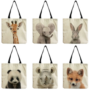 Animal Printed Handbags Travel Shoulder Bag Eco Friendly Tote