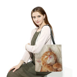 Animal Print Tote Bag Cat Design Customizable Shoulder Bag