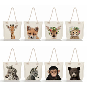 Animal Series Large Capacity Koala Fox Elephant Printed Tote Bag