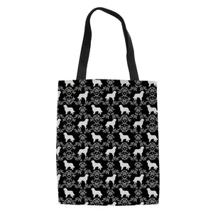 Canvas Beach Bag with Animal and Dog Print