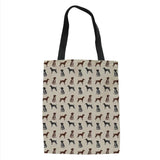 Canvas Beach Bag with Animal and Dog Print