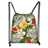Sloth Print Backpack Drawstring Bag Women Bookbag