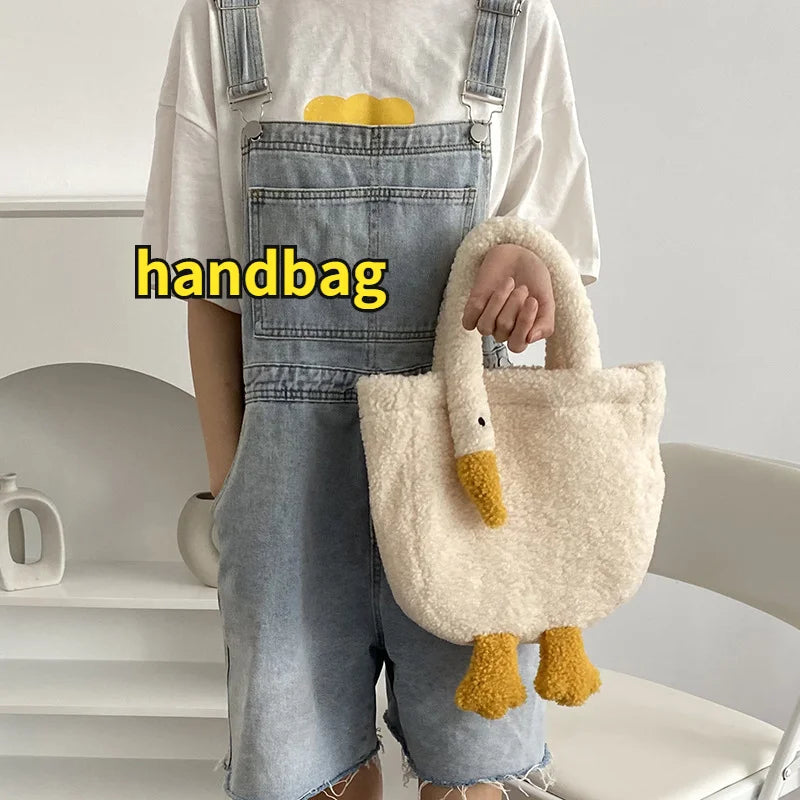 Animal Women's Plush Handbags Lamb Furry Female Shoulder Messenger Bags
