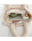 Animal Women's Plush Handbags Lamb Furry Female Shoulder Messenger Bags