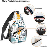 Dinosaur Sling Backpack Chest Bag for Men Women