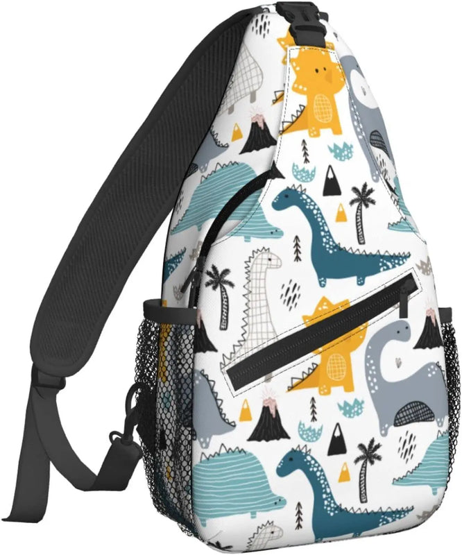 Dinosaur Sling Backpack Chest Bag for Men Women