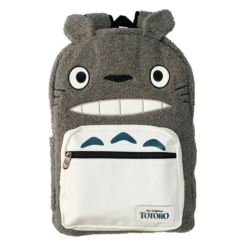 Totoro Backpack Gray Plush School Bag Book Bag with Laptop Compartment