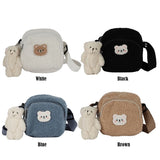 Cartoon Bear Soft Small Sweet Womens Handbags with Pendant