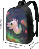Axolotls Fish Travel Laptop Backpack with USB Charging