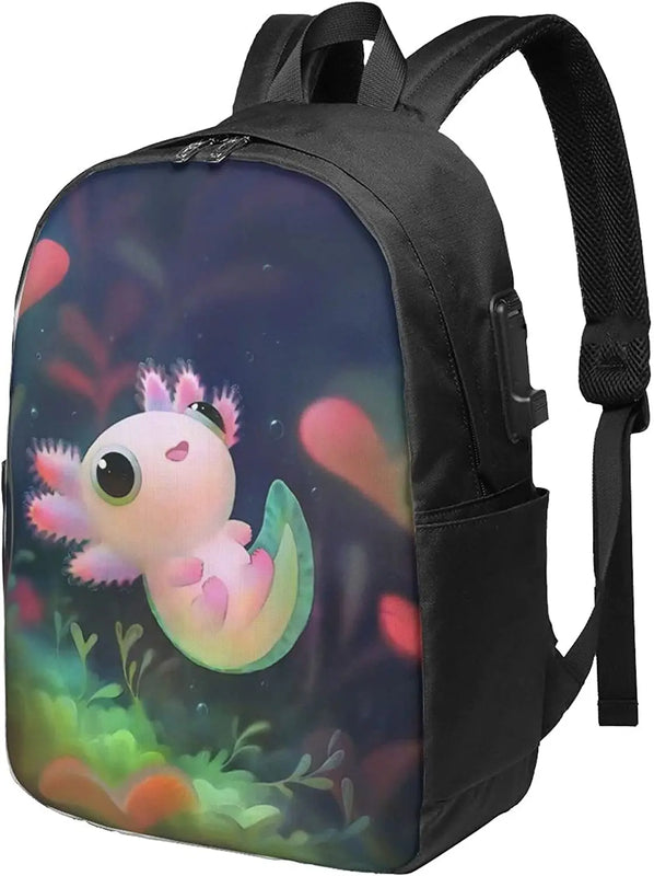 Axolotls Fish Travel Laptop Backpack with USB Charging
