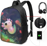 Axolotls Fish Travel Laptop Backpack with USB Charging
