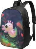 Axolotls Fish Travel Laptop Backpack with USB Charging