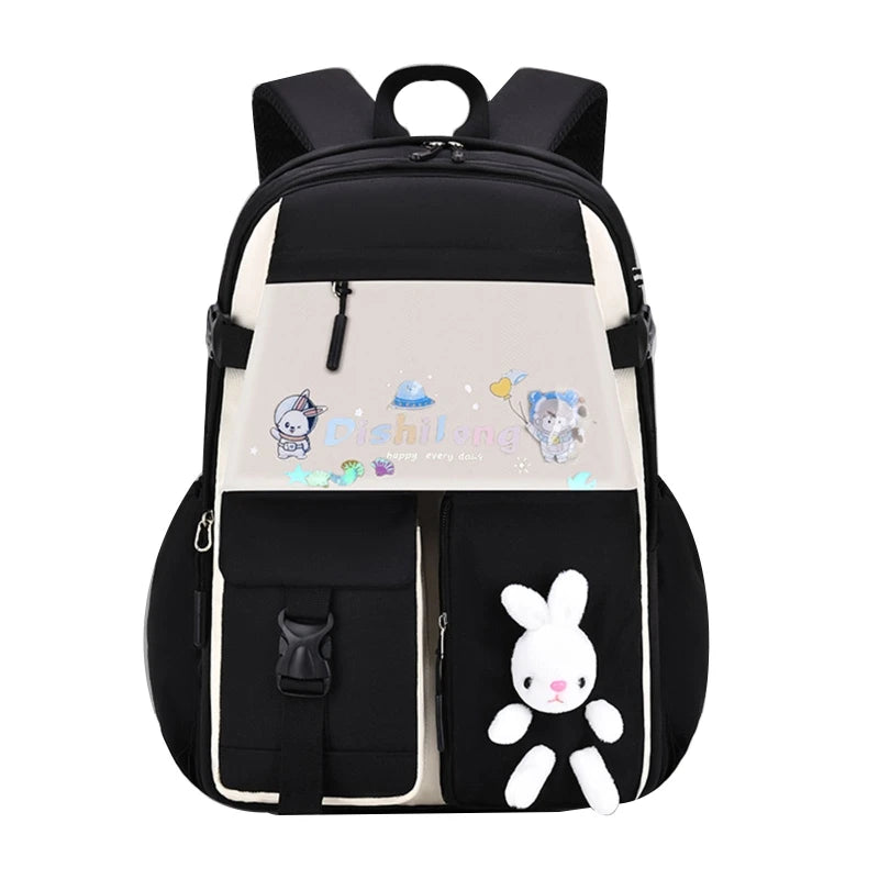 Girls' Cartoon School Bag Anti-theft Nylon Rucksack