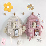 Women Multi-Pocket Backpack Bear School Bag