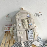 Women Multi-Pocket Backpack Bear School Bag