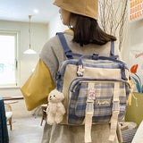 Bear Plush Pin Backpack Japanese School Handbag Ita Bag Daypack