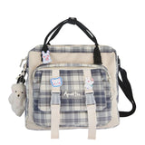 Japanese School Backpack with Bear Plush Pin