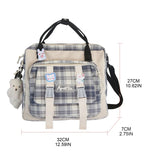 Japanese School Backpack with Bear Plush Pin