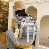 Japanese School Backpack with Bear Plush Pin