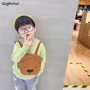 Kids' Bear Ear Sweet School Bag Zipper PU Leather Packbag