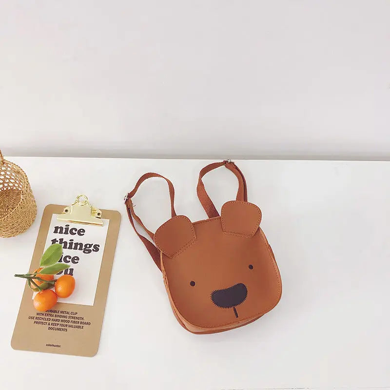 Kids' Bear Ear Sweet School Bag Zipper PU Leather Packbag