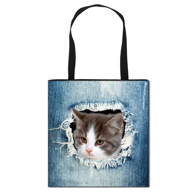 Pet Women Shoulder Bag Puppy Kitten Ladies Handbag Teenager Girls Canvas