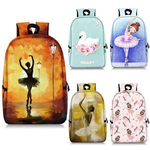 Ballet Dancer Print Backpack for Girls School Bags Rucksack